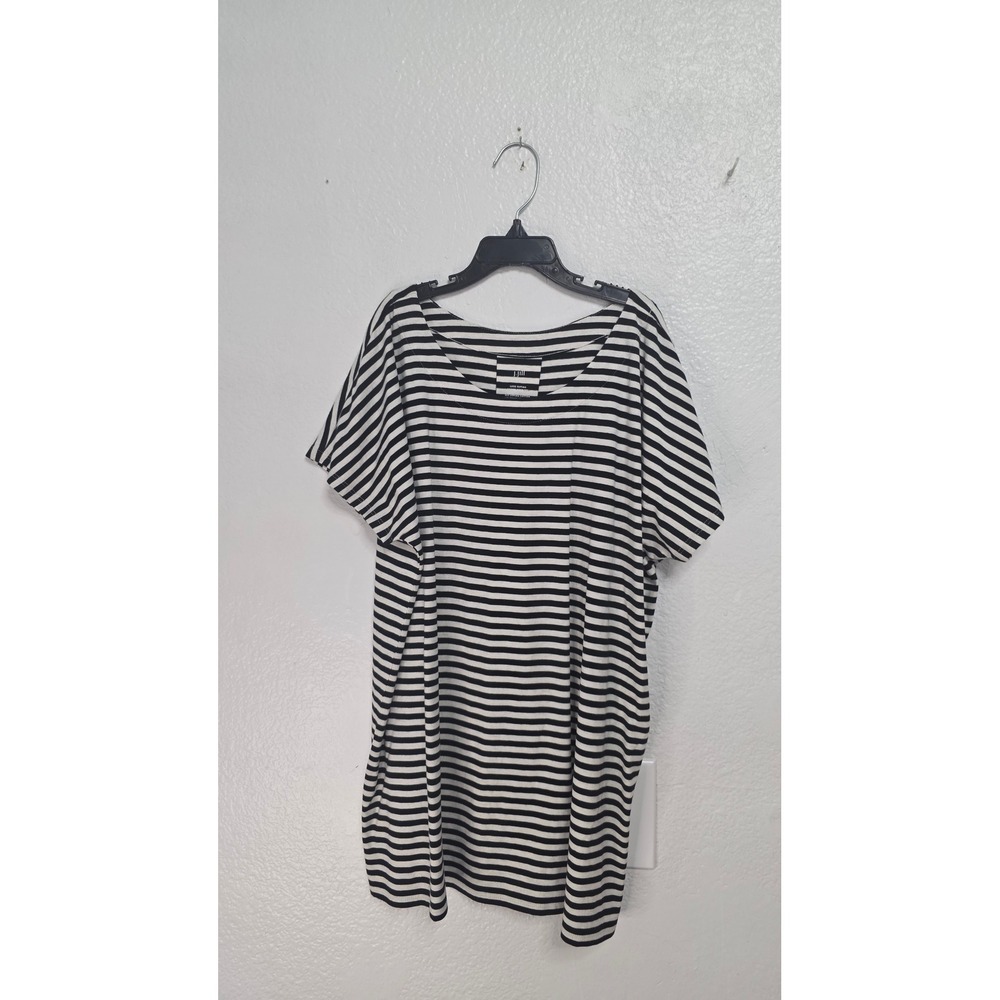 J. Jill Scoop Neck Tee Women Small Tall Black White NWT